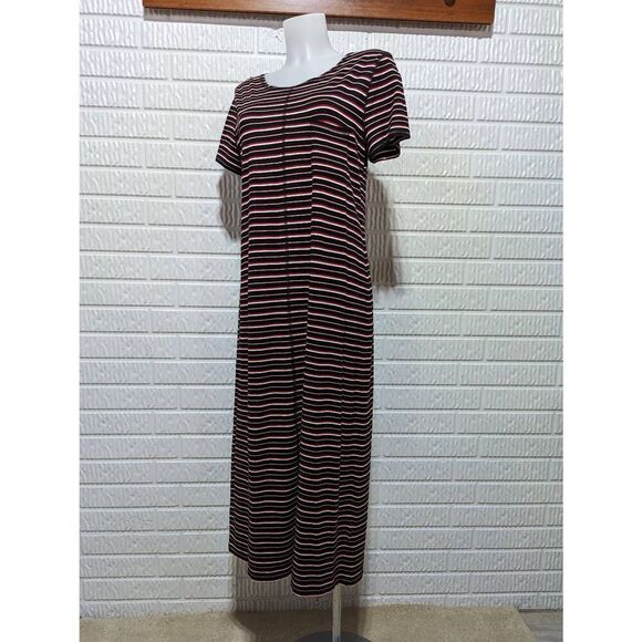 Adrienne Vittadini Women's Large Striped Short Sleeve Knit Maxi Dress - Picture 1 of 6